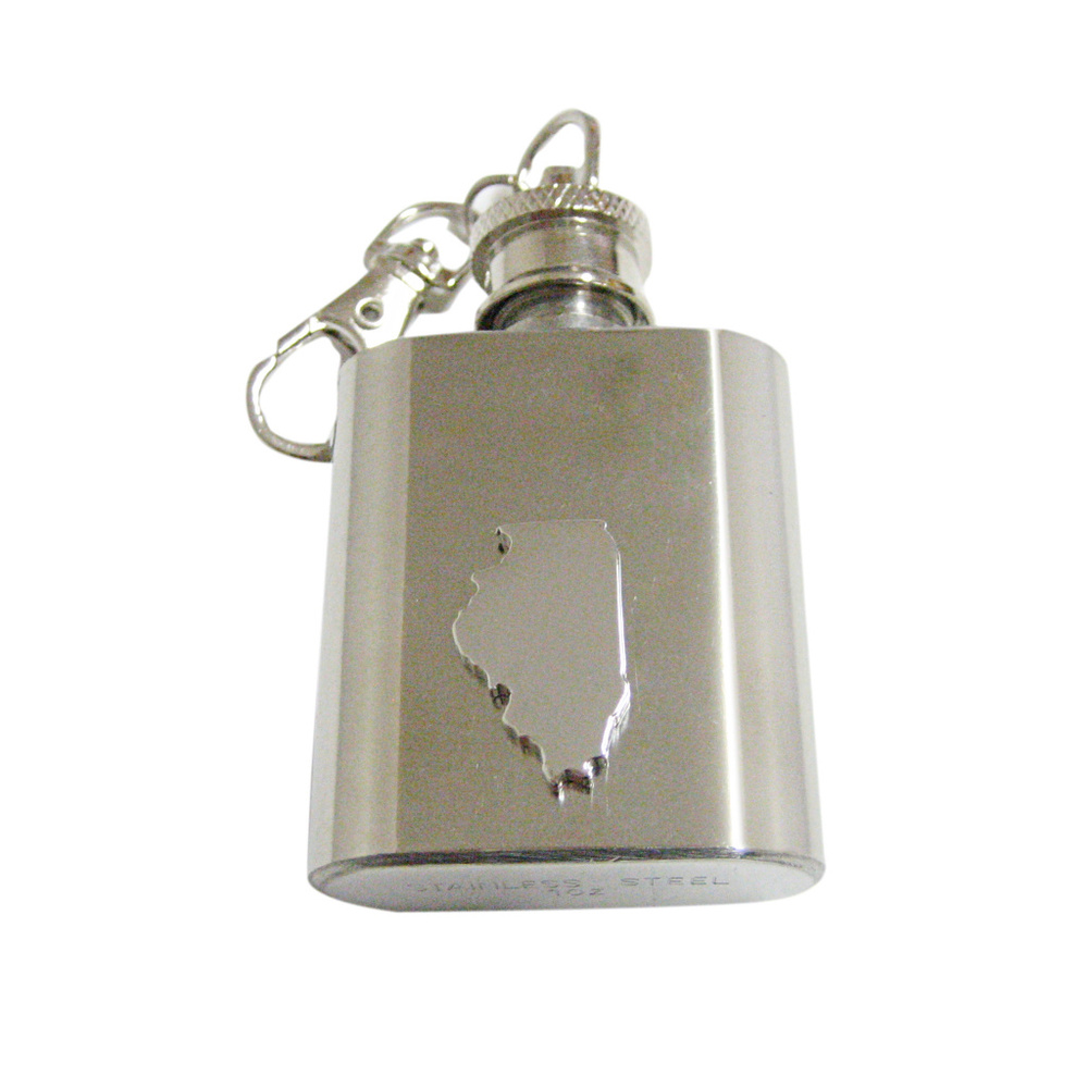 Illinois State Map Shape 1oz Keychain Flask - image 1